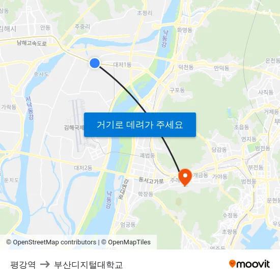 평강역 to 부산디지털대학교 map