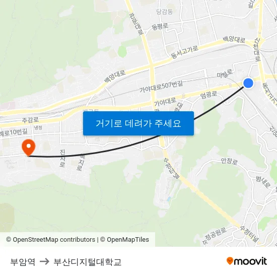 부암역 to 부산디지털대학교 map