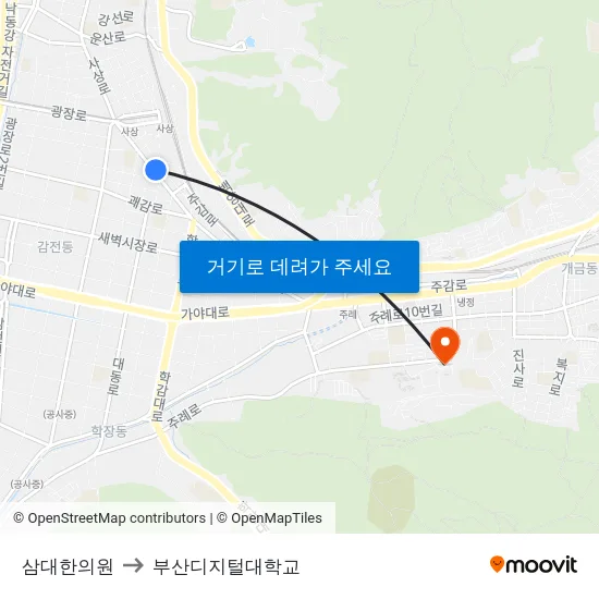 삼대한의원 to 부산디지털대학교 map