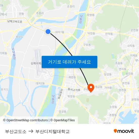 부산교도소 to 부산디지털대학교 map