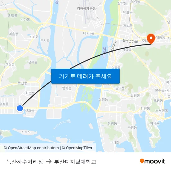 녹산하수처리장 to 부산디지털대학교 map