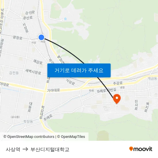 사상역 to 부산디지털대학교 map