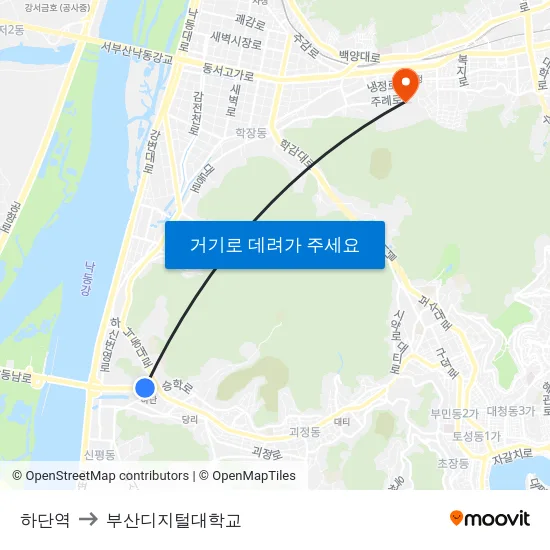 하단역 to 부산디지털대학교 map