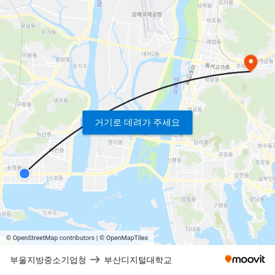 부울지방중소기업청 to 부산디지털대학교 map