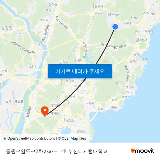동원로얄듀크2차아파트 to 부산디지털대학교 map