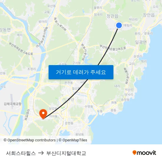 서희스타힐스 to 부산디지털대학교 map