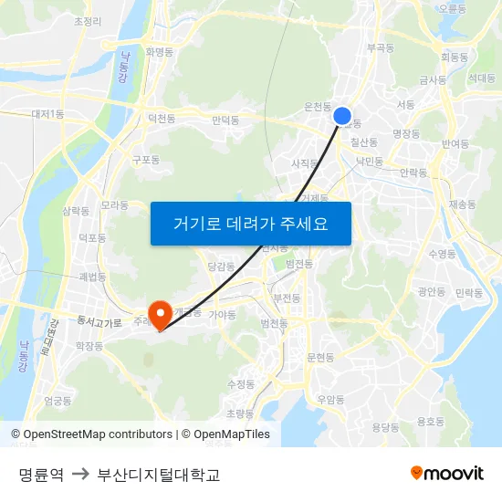명륜역 to 부산디지털대학교 map