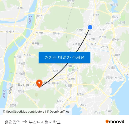 온천장역 to 부산디지털대학교 map