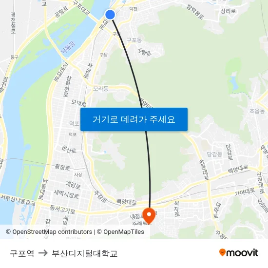 구포역 to 부산디지털대학교 map
