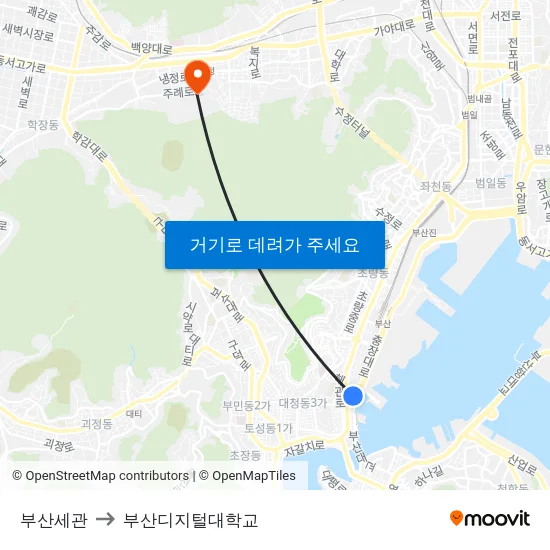부산세관 to 부산디지털대학교 map
