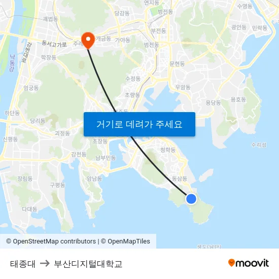 태종대 to 부산디지털대학교 map