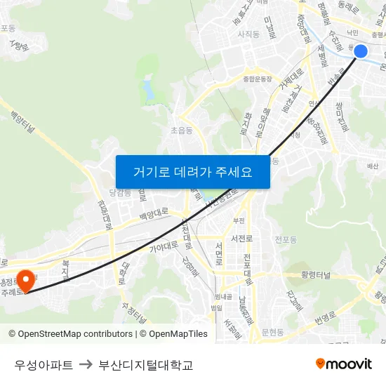 우성아파트 to 부산디지털대학교 map