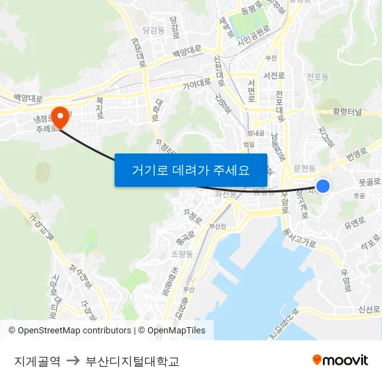 지게골역 to 부산디지털대학교 map