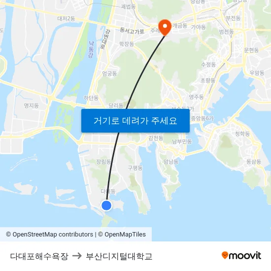 다대포해수욕장 to 부산디지털대학교 map