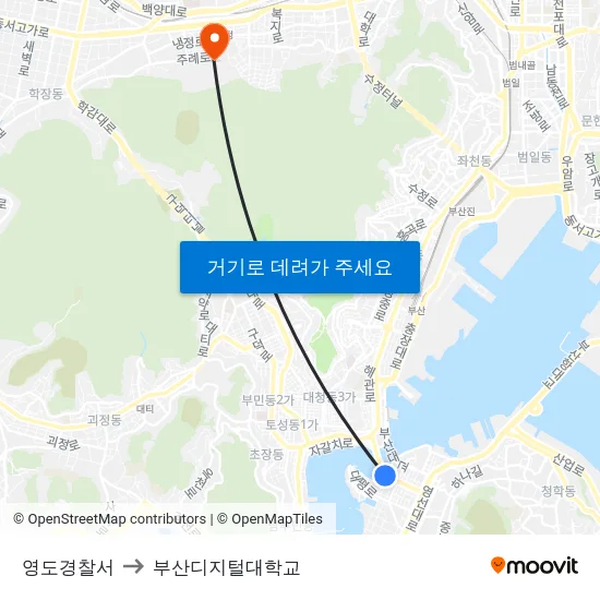 영도경찰서 to 부산디지털대학교 map