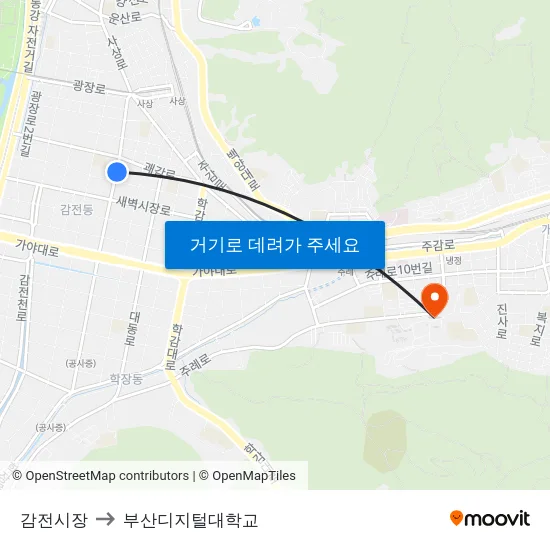 감전시장 to 부산디지털대학교 map