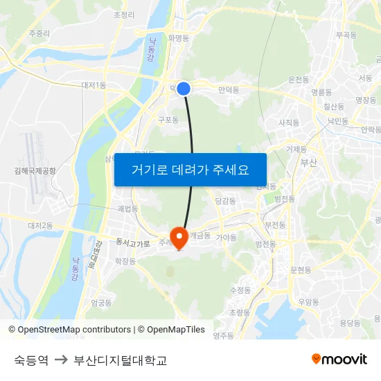 숙등역 to 부산디지털대학교 map