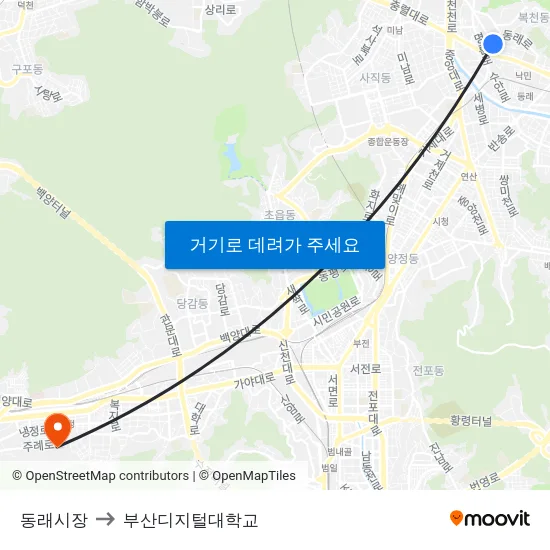 동래시장 to 부산디지털대학교 map
