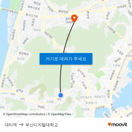 대티역 to 부산디지털대학교 map