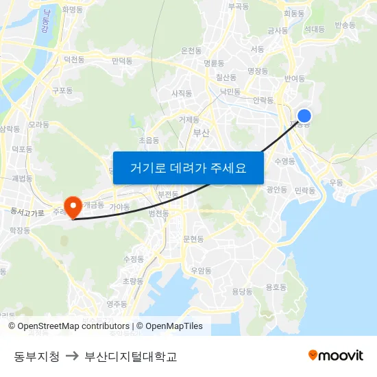 동부지청 to 부산디지털대학교 map