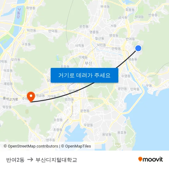 반여2동 to 부산디지털대학교 map