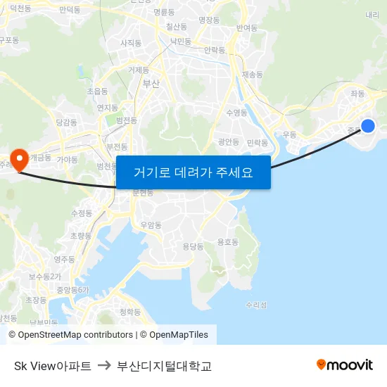 Sk View아파트 to 부산디지털대학교 map