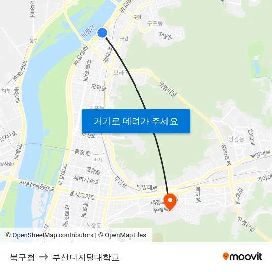 북구청 to 부산디지털대학교 map