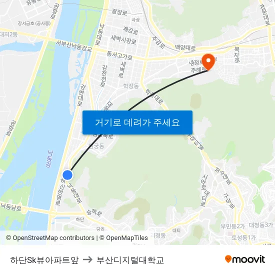 하단Sk뷰아파트앞 to 부산디지털대학교 map