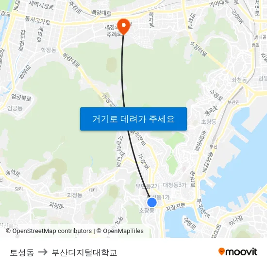 토성동 to 부산디지털대학교 map