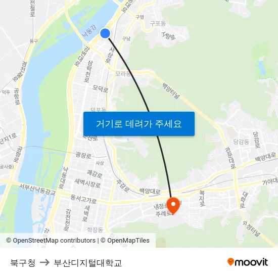 북구청 to 부산디지털대학교 map