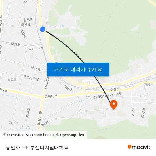 능인사 to 부산디지털대학교 map