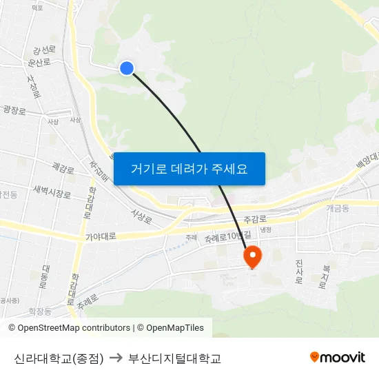 신라대학교(종점) to 부산디지털대학교 map