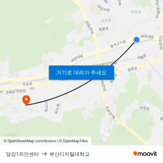 당감1치안센터 to 부산디지털대학교 map