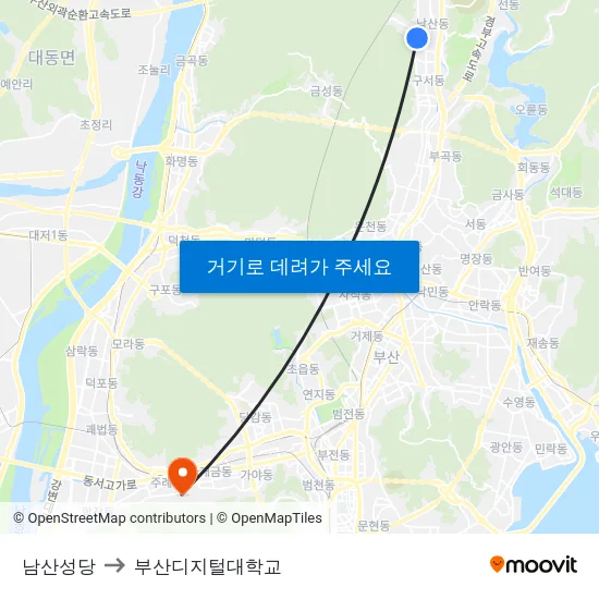 남산성당 to 부산디지털대학교 map