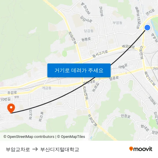부암교차로 to 부산디지털대학교 map