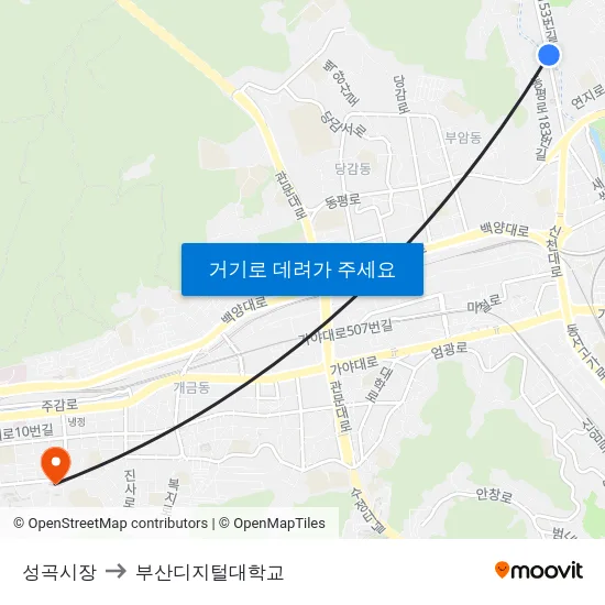 성곡시장 to 부산디지털대학교 map