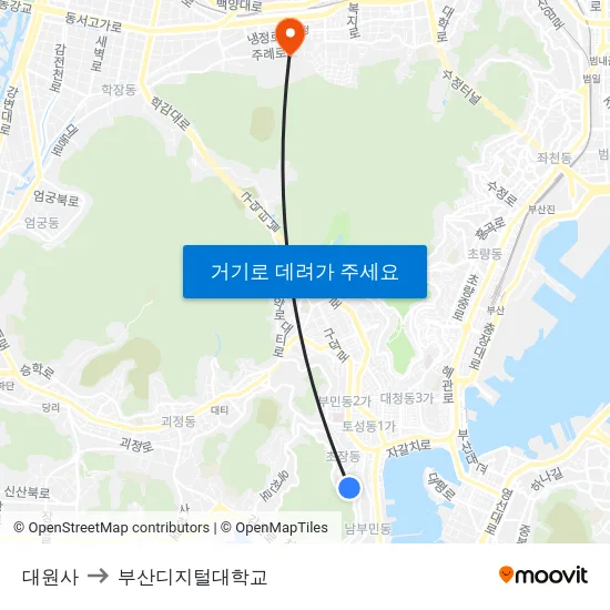 대원사 to 부산디지털대학교 map