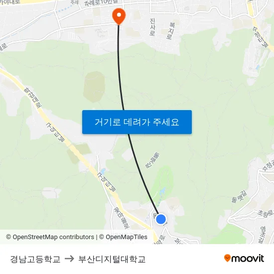 경남고등학교 to 부산디지털대학교 map