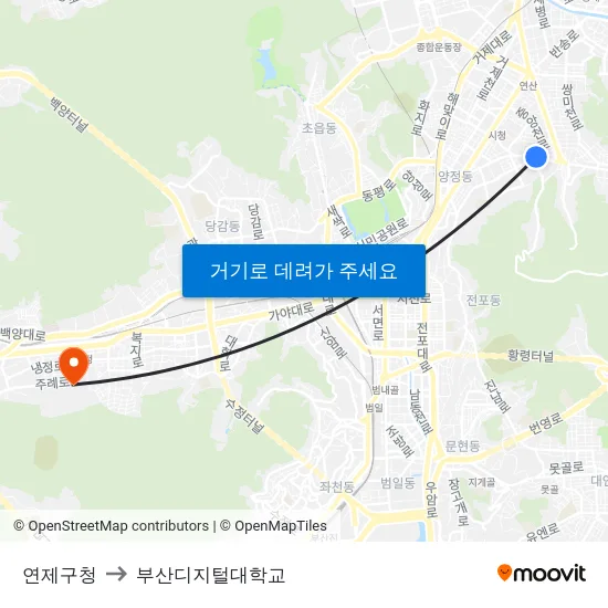 연제구청 to 부산디지털대학교 map