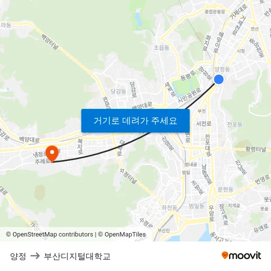 양정 to 부산디지털대학교 map