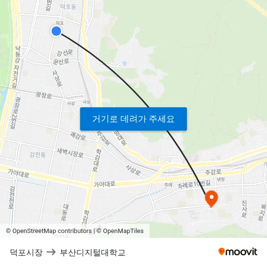 덕포시장 to 부산디지털대학교 map