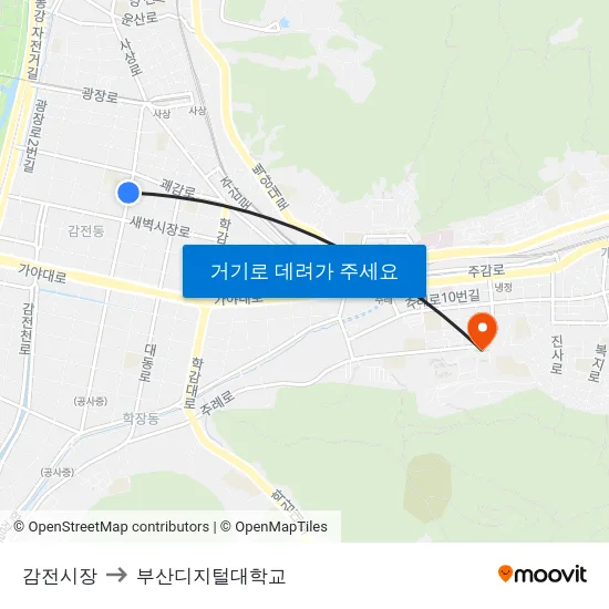 감전시장 to 부산디지털대학교 map