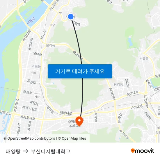 태양탕 to 부산디지털대학교 map