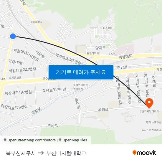 북부산세무서 to 부산디지털대학교 map