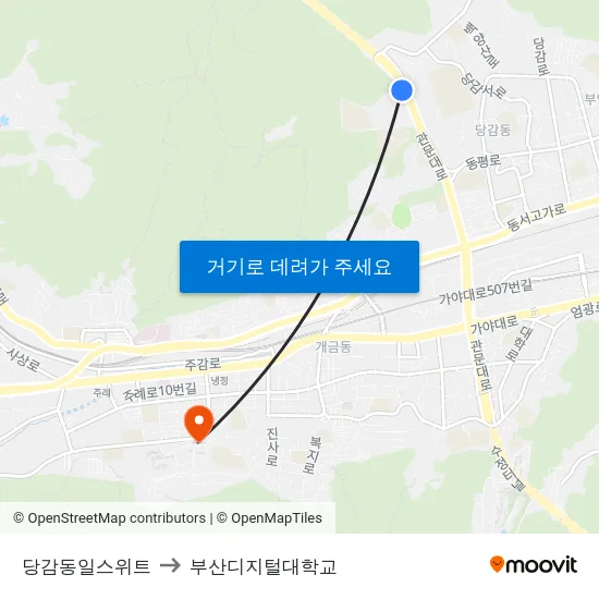 당감동일스위트 to 부산디지털대학교 map