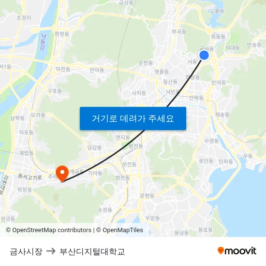 금사시장 to 부산디지털대학교 map