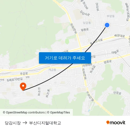 당감시장 to 부산디지털대학교 map