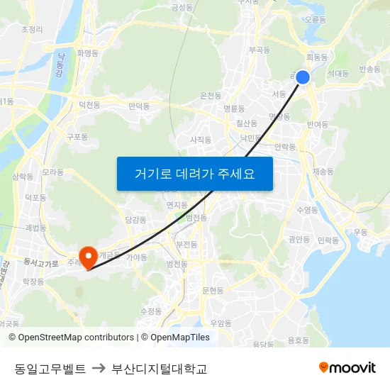 동일고무벨트 to 부산디지털대학교 map