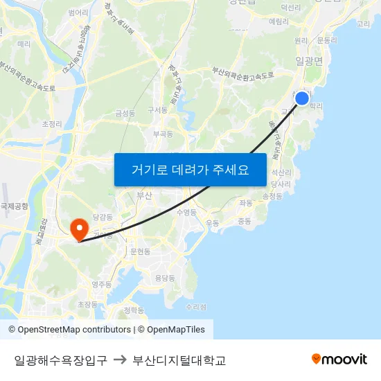일광해수욕장입구 to 부산디지털대학교 map