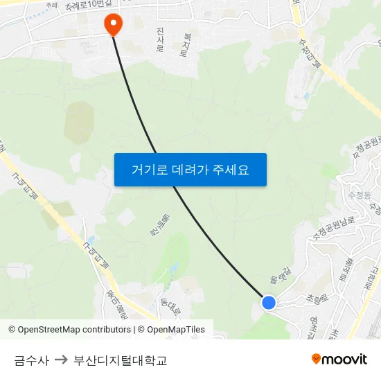금수사 to 부산디지털대학교 map